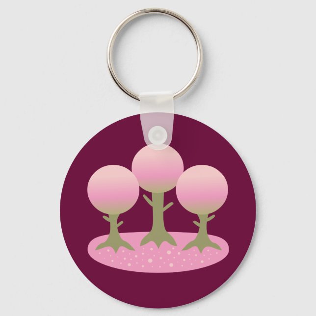 Round Cherry Blossom Trees Key Ring (Front)