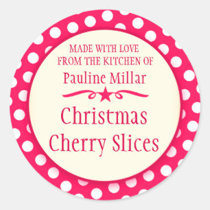 Round cherry red cookie exchange baking stickers
