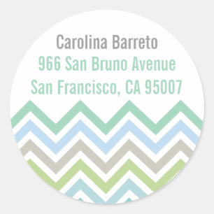 Round Chevron Labels - Blues & Greens