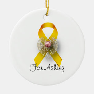 Round Childhood Cancer Awareness Angel Ornament