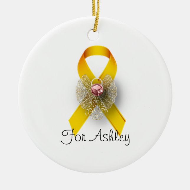 Round Childhood Cancer Awareness Angel Ornament (Front)