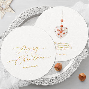 Round Christmas Card with Gold Script