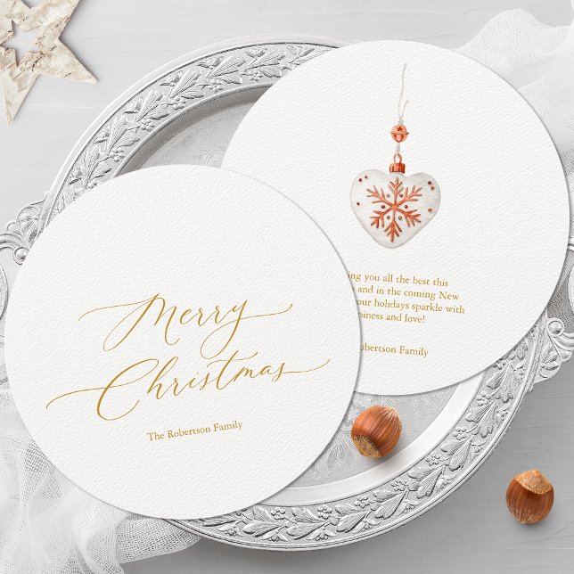 Round Christmas Card with Gold Script (Creator Uploaded)