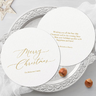 Round Christmas Card with Gold Script