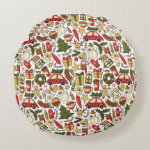 Round Christmas Doodle Pillow