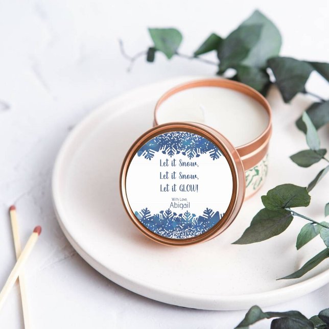 Round Christmas Glow Candle Editable Label Sticker (Christmas Candle Editable Round Label)