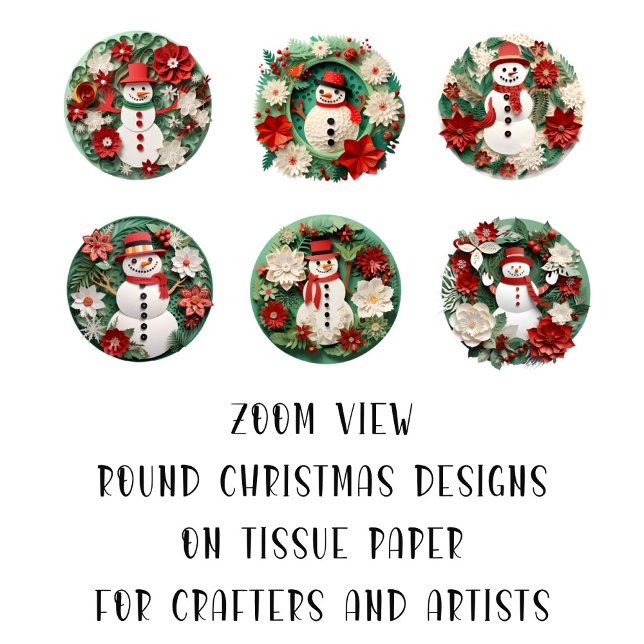 Round Christmas Image DIY Decoupage Ornament Craft Tissue Paper (Creator Uploaded)