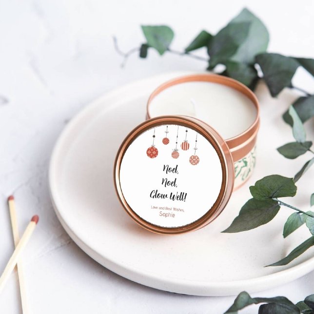 Round Christmas Noel Candle Editable Label Sticker (Creator Uploaded)