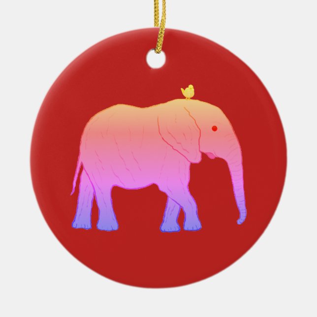 Round Christmas Ornament Elephants (Front)