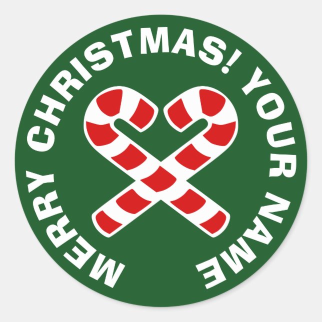 Round Christmas stickers with candy cane heart (Front)