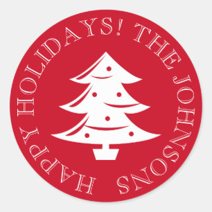 Round Christmas tree stickers and envelope seals