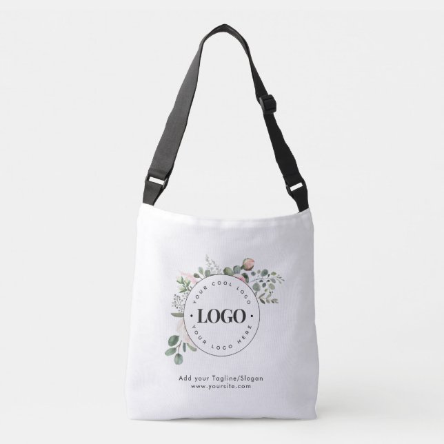 Round Circle Custom Company Logo Floral Greenery   Crossbody Bag (Front)