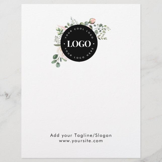 Round Circle Custom Company Logo Floral Greenery   Custom Letterhead (Front)