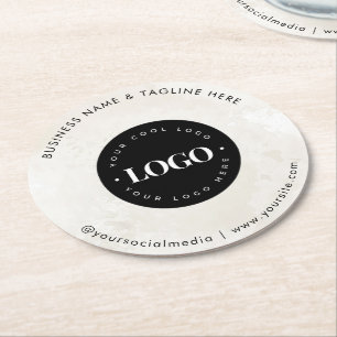 Round Circle Custom Company Logo Minimalist Marble Paper Coaster