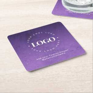Round Circle Custom Company Logo Purple Galaxy Square Paper Coaster