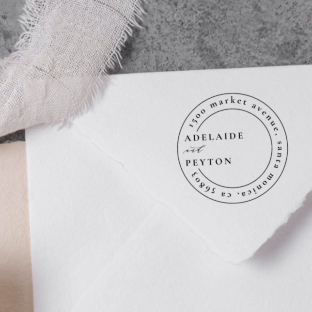Round Circle Monogram Name Address Stamp (wedding rubber stamps)