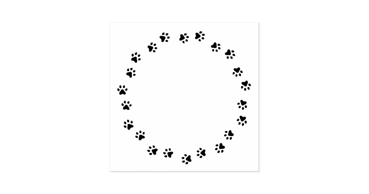 Round, circular paw print border rubber stamp | Zazzle.co.uk