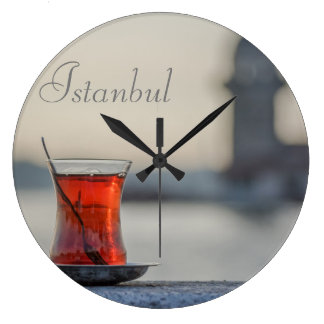 Round Clock. Istanbul - Turkish Tea photography. Large Clock