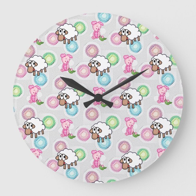 Round Clock Pig Sheep (Front)