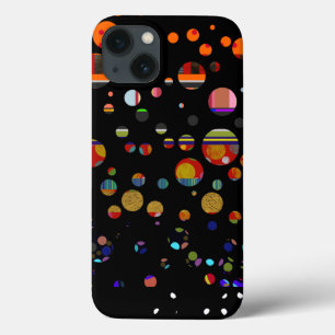 round color spots patterned on black iPhone 13 case