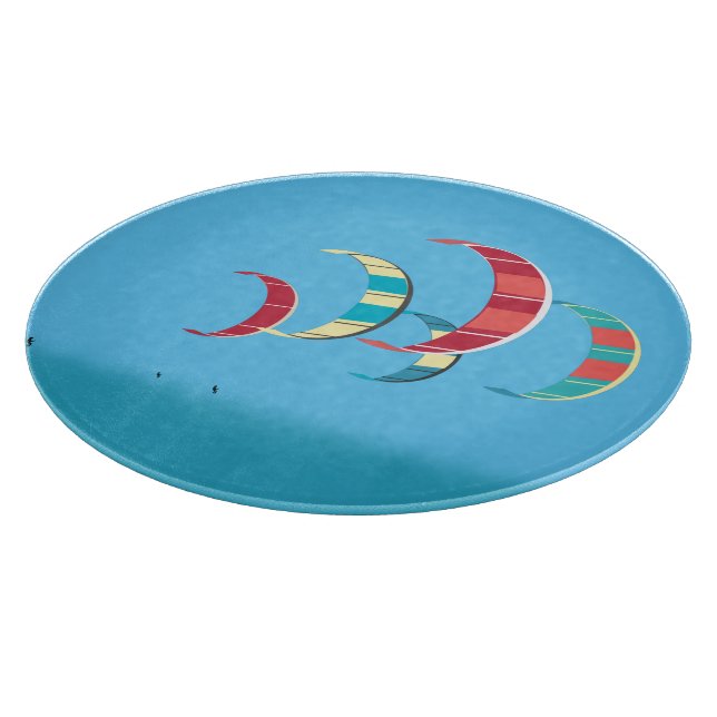 Round Colourful Kite Surfing Cutting Board (Corner)