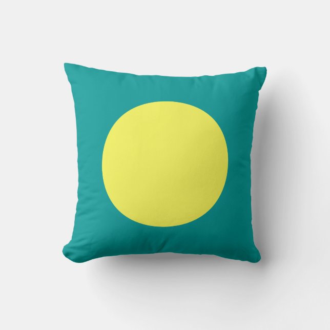 Round Colours - Lt Yellow and Ocean Green Cushion (Front)