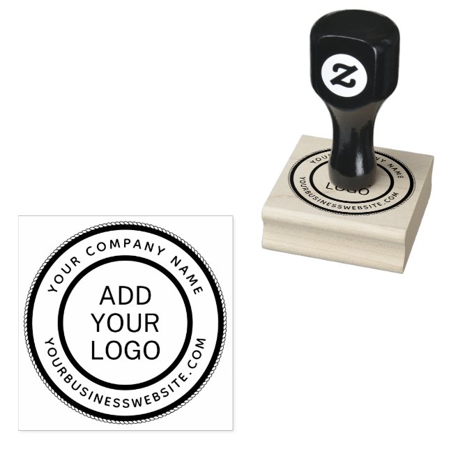 Round company name and URL custom logo template Rubber Stamp (Stamped)