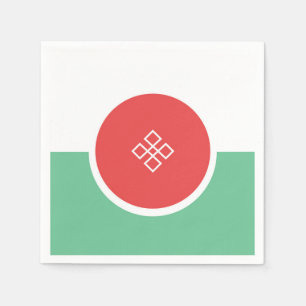 Round coral pink and aqua mint green minimal style napkin