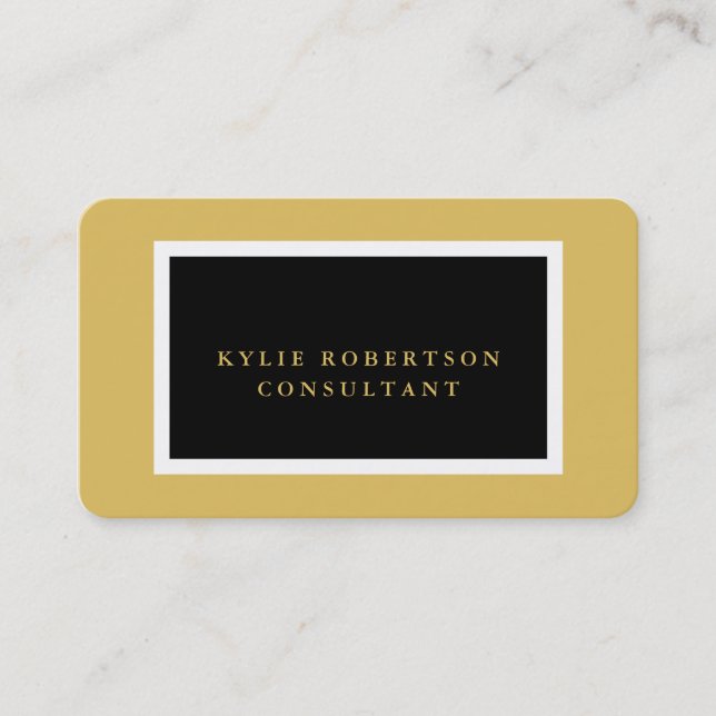 Round Corner Black Gold Colour Professional Trendy Business Card (Front)