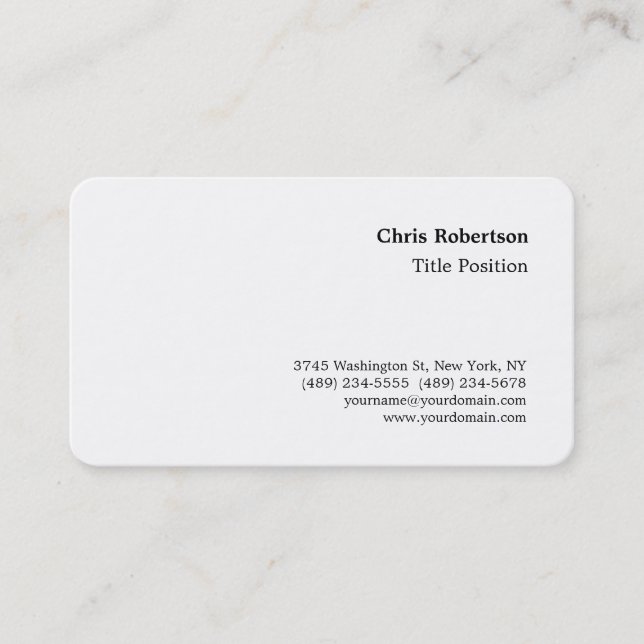 Round Corner Black White Charming Business Card (Front)