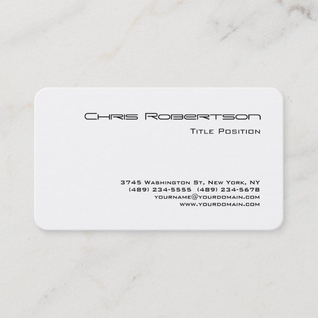 Round Corner Black White Charming Business Card (Front)