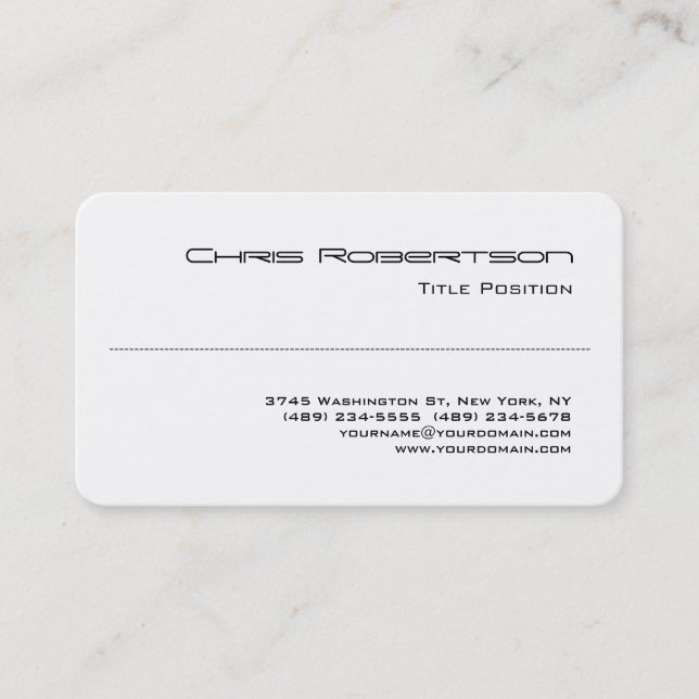 Round Corner Black White Charming Business Card (Front)