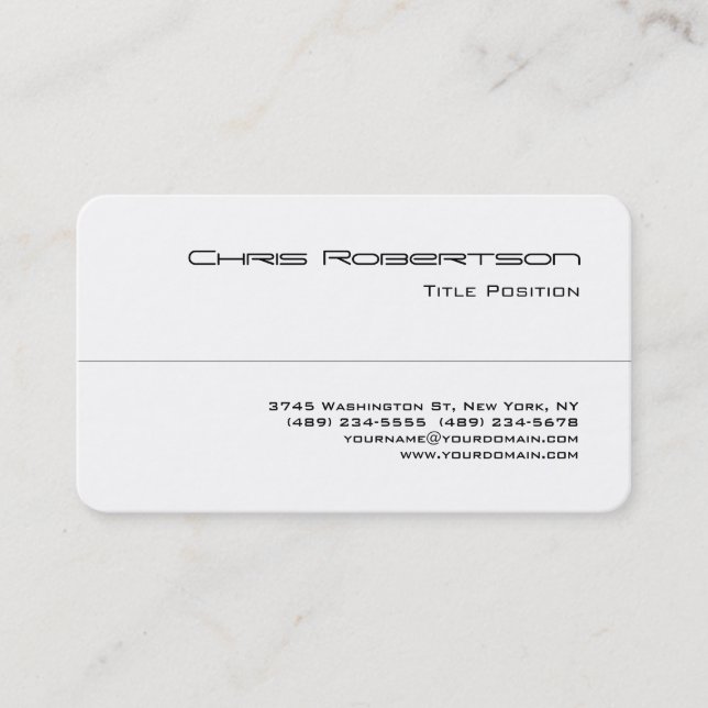 Round Corner Black White Charming Business Card (Front)