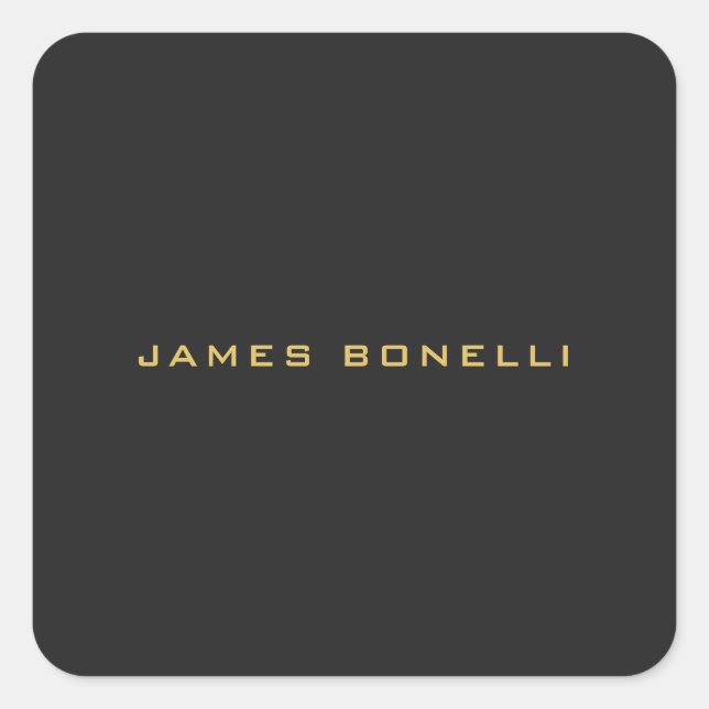 Round Corner Grey Gold Colour Professional Square Sticker (Front)
