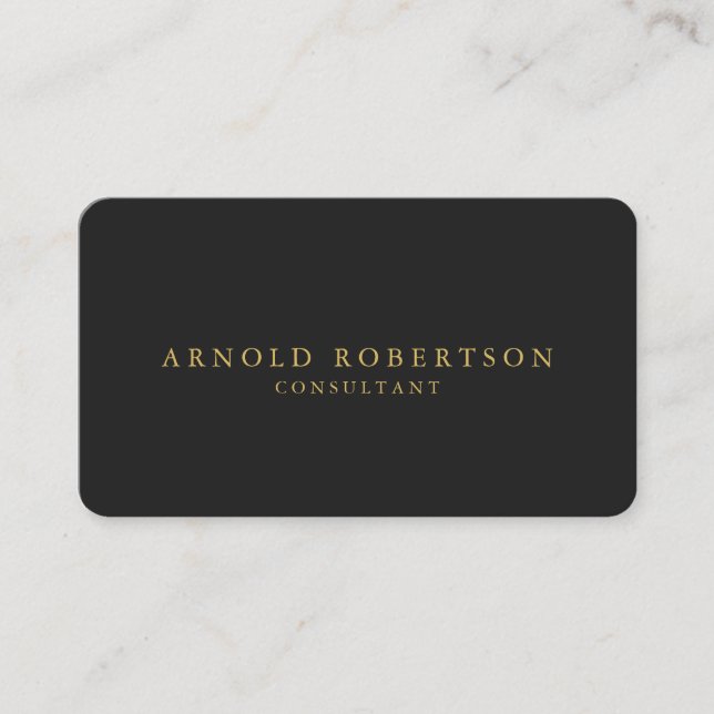 Round Corner Grey Gold Professional Business Card (Front)