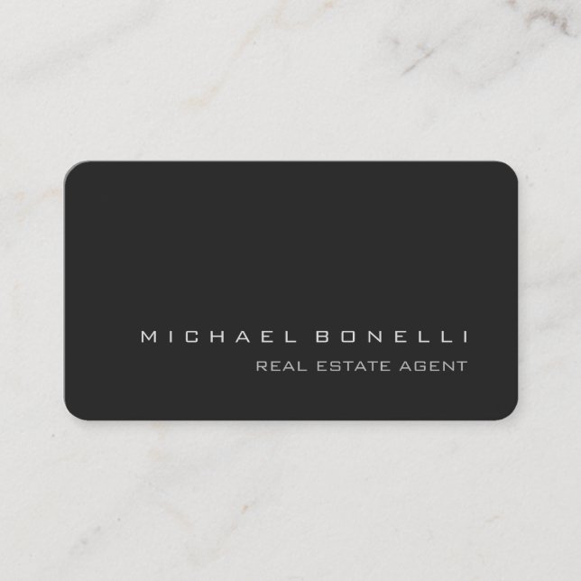 Round Corner Grey Real Estate Agent Business Card (Front)