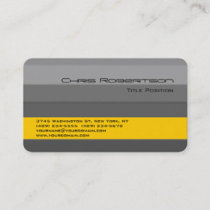 Round Corner Grey Yellow Stripe Business Card