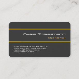 Round Corner Grey Yellow Stripe Business Card