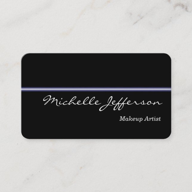 Round Corner Makeup Artist Black Business Card (Front)