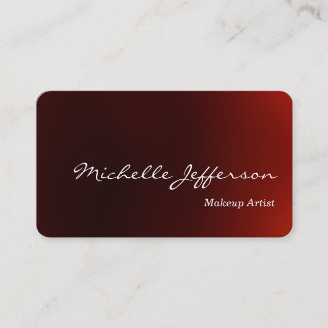 Round Corner Makeup Artist Red Business Card (Front)