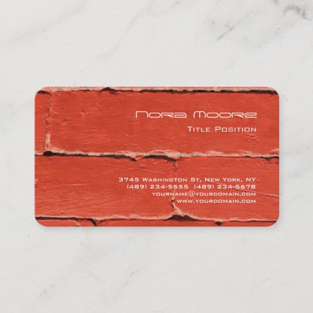 Round Corner Orange Red Wall Professional Business Card (Front)