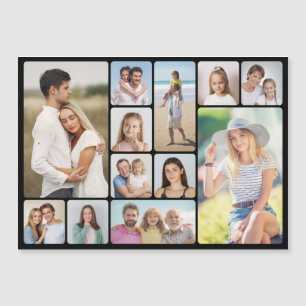 Round Corners 12 Photo Collage Magnetic Card