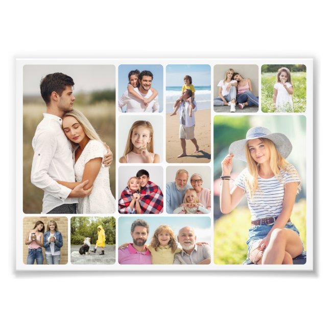 Round Corners 12 Photo Collage Photo Enlargement (Front)