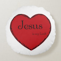 Round cotton pillow with a heart