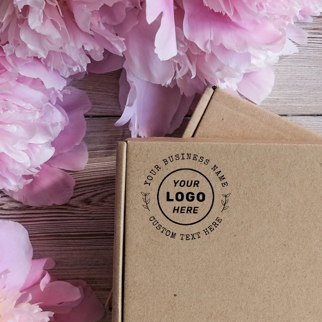 Round Country Custom Text & Business Name Logo Rubber Stamp (Creator Uploaded)