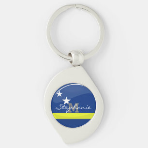Round Curacao flag Key Ring