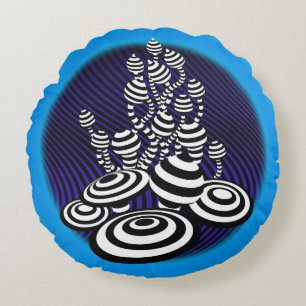 Round cushion midnight blues Magic Mushroom cotton