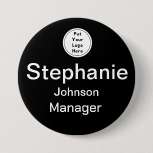 Round Custom Business Logo Black Name Tag Badge