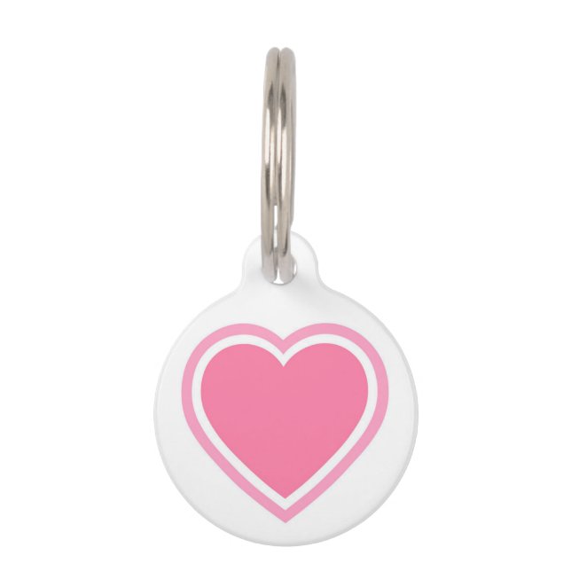Round Custom Pet Tag/Pink Heart Pet Tag (Front)