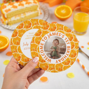 Round Custom Photo & Citrus Birthday Invitation